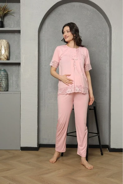 Üçlü Lohusa & Hamile Gecelik Sabahlık Takım 1035 - 2