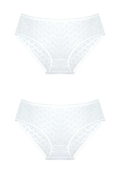 Lüx Jakarlı %100 Pamuklu 2'li Kadın Beyaz Bato Külot jak1