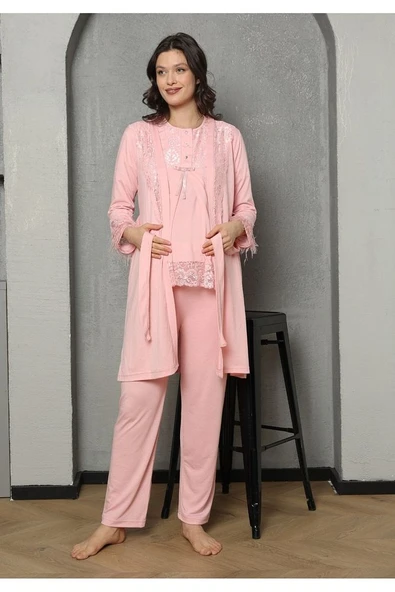 Üçlü Lohusa & Hamile Gecelik Sabahlık Takım 1035