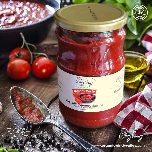 Organik Domates Salçası 2'li Paket  (650gr+650gr) İlave Tuz İçermez - 3