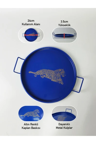 24cm Metal Kulplu Tepsi (Aslan Baskılı) - 4