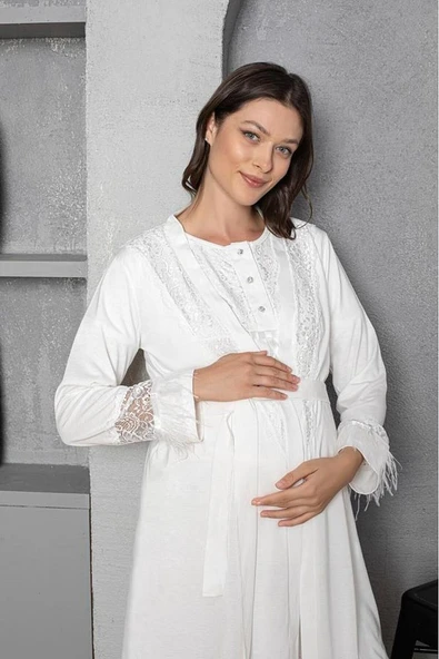 Üçlü Lohusa & Hamile Gecelik Sabahlık Takım 1035 - 5