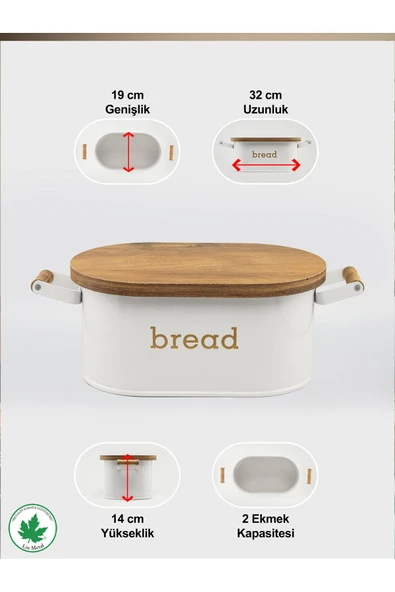 Ahşap Kapaklı Ahşap Kulplu Metal Ekmeklik (bread baskılı) - 4