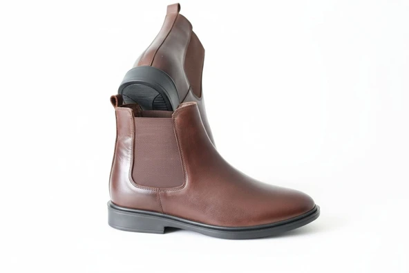 VALE Erkek Hakiki Deri El Yapımı 7 cm Boy Uzatan Chelsea Bot - Resim 9