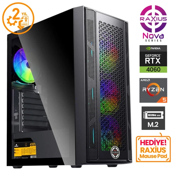 Raxius Nova G1 R5 4060-56F20 Ryzen5 5600 32GB 1TBSSD+1TBSSD RTX4060 W11P Gaming Masaüstü Bilgisayar - 2