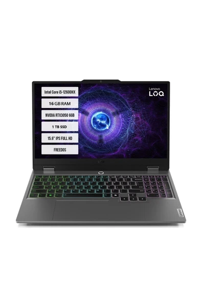 Lenovo LOQ 15IAX9 83GS00PDTR-03 Intel Core i5-12600HX 16GB 512GB+1TB SSD RTX3050-6GB 15.6" IPS FreeDos