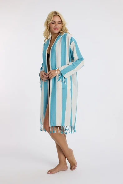 Striped Peştemal Bornoz Banyo ve Plaj Elbisesi