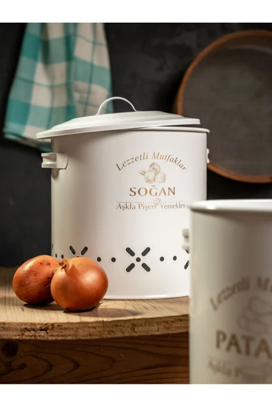 Lüx Metal Patates Soğanlık Kovası Sebze Saklama Kabı - Resim 3