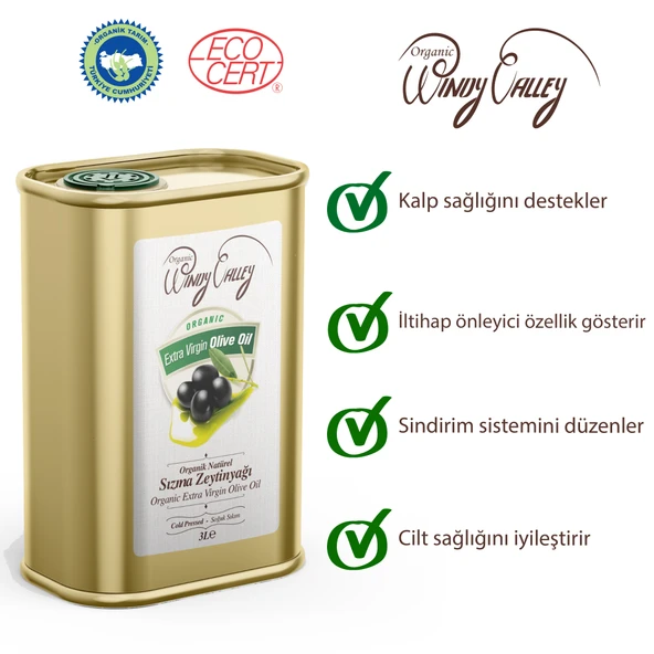 Organik Sızma Zeytinyağı Soğuk sıkım (3 Litre) Yüksek Polifenol - 2