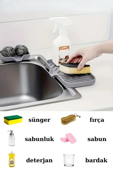 Mutfak ve Banyo Çok Amaçlı Kurutma Matı, Süzen Tepsi Silikon Sabunluk, Kaymaz süngerlik, Sabun Pedi - 2