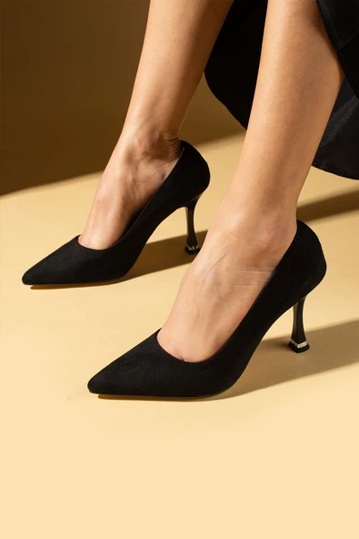 Pembe Potin Gold Detay Topuklu Kadın Stiletto 43-57-24Süet