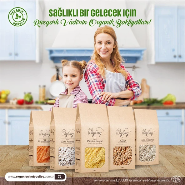 Organik Bakliyat Seti  5 Parça(Pirinç, Nohut,Kuru Fasulye, Kırmızı mercimek, Bulgur ) Yerli Ürünler - 3