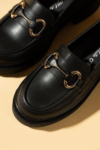Pembe Potin Yüksek Taban Toka Detaylı Kadın Loafer 43-1803-25Cilt