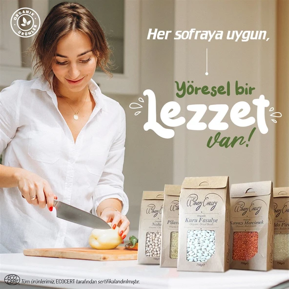 Organik Bakliyat Seti  5 Parça(Pirinç, Nohut,Kuru Fasulye, Kırmızı mercimek, Bulgur ) Yerli Ürünler - 5