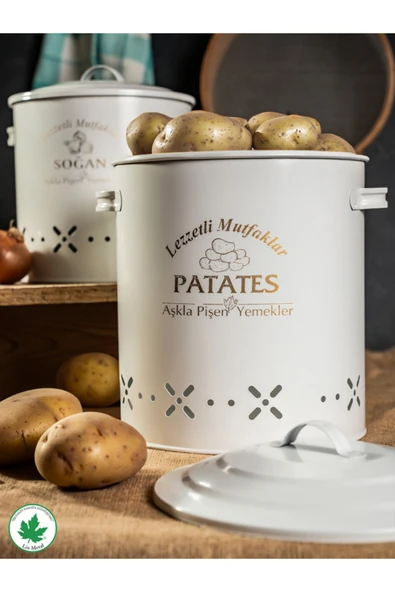 Lüx Metal Patates Soğanlık Kovası Sebze Saklama Kabı - Resim 2