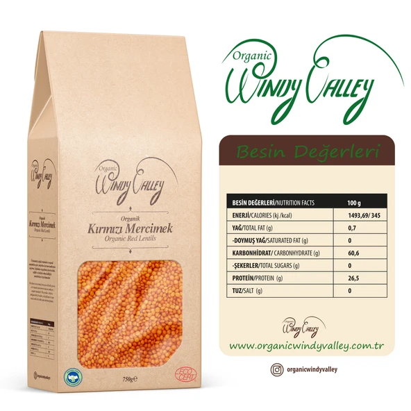 Organik Kırmızı Mercimek (750 gr) Yerli ürün - 3