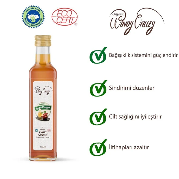 Organik Elma Sirkesi (500 ml) Katkısız Doğal Fermente - 2