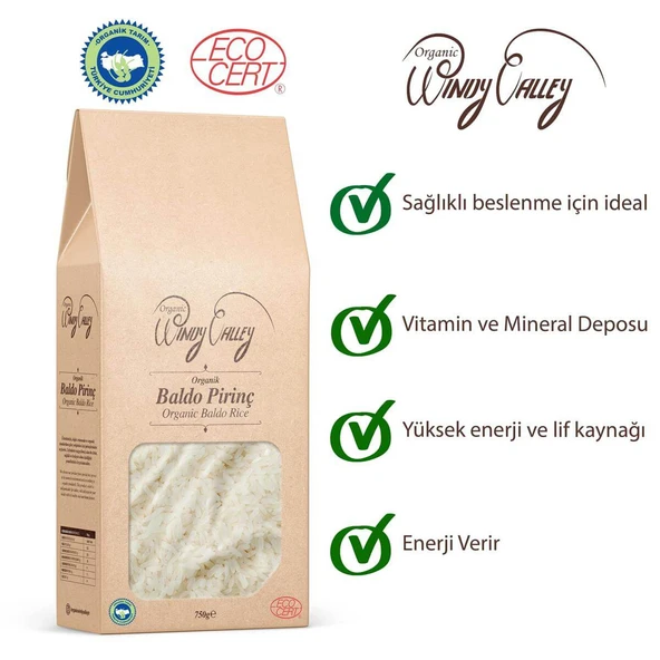 Organik Pilavlık Baldo Pirinç (750 gr) Yerli ürün - 2