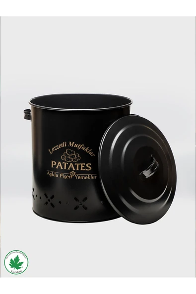 Lüx Metal Patates Soğanlık Kovası Sebze Saklama Kabı Siyah - 6