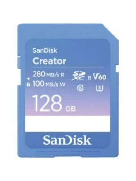 SanDisk Creator 128GB SDSDXEP-128G-GNCIS 280MB/s UHS-II SDXC 6K-4K UHD V60 Hafıza Kartı