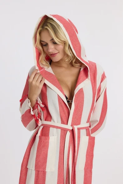 Striped Peştemal Bornoz Banyo ve Plaj Elbisesi - 11