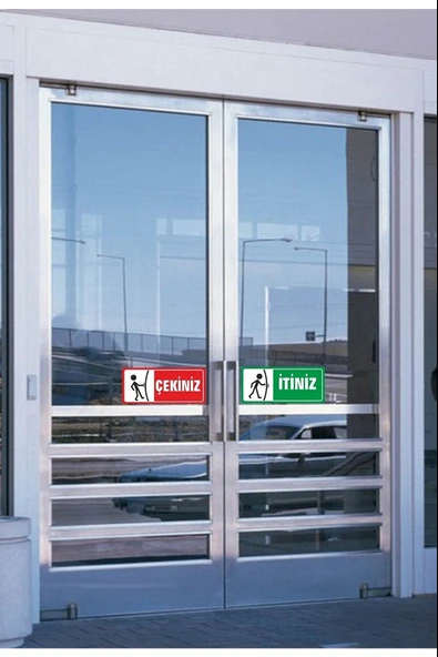 Çekiniz İtiniz 20x10  Arkası Yapışkanlı Sticker