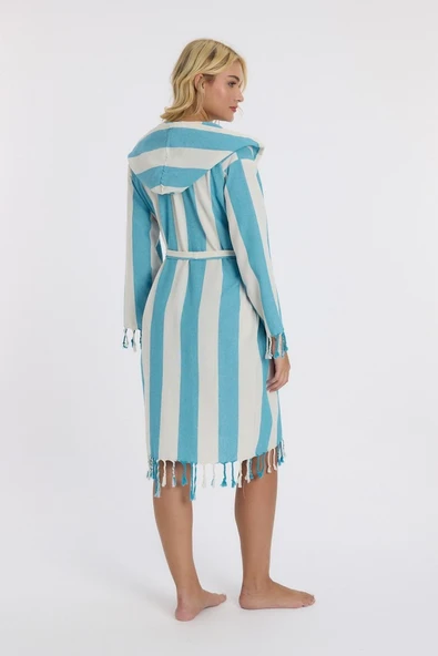 Striped Peştemal Bornoz Banyo ve Plaj Elbisesi - 10