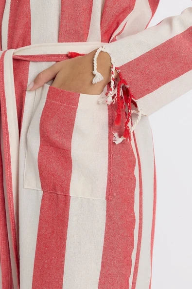 Striped Peştemal Bornoz Banyo ve Plaj Elbisesi - 12