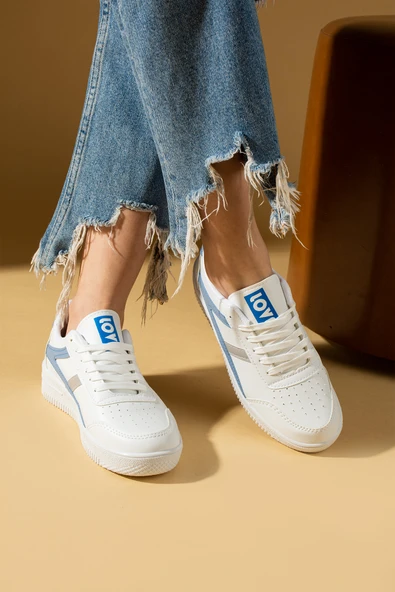 Pembe Potin Bağcıklı Air Taban Kadın Sneakers 001-1002-25Mavi - 2
