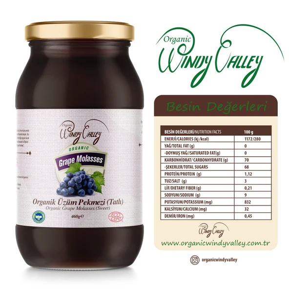 Organik Üzüm Pekmezi   (460gr) Soğuk Sıkım Şeker ilavesiz - 3