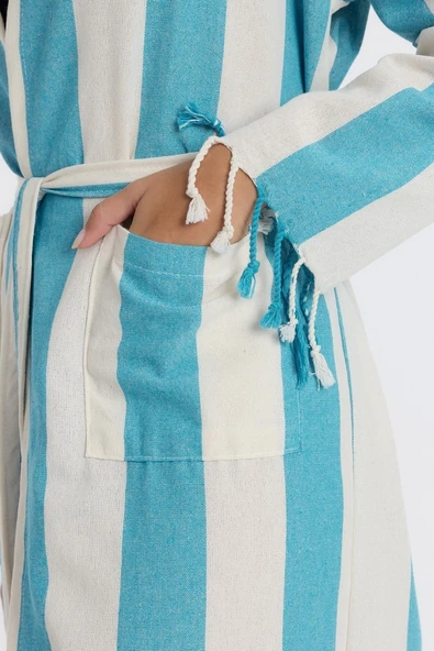 Striped Peştemal Bornoz Banyo ve Plaj Elbisesi - 4