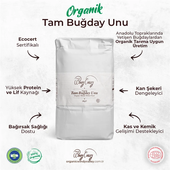 Organik Tam Buğday Unu (2 Kg)  Yerli ürün - 7