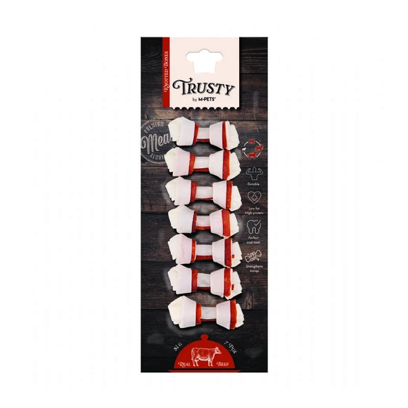 M-Pets Trusty Beef Biftekli Düğüm Kemik 7Li 84 Gr 6,4 Cm