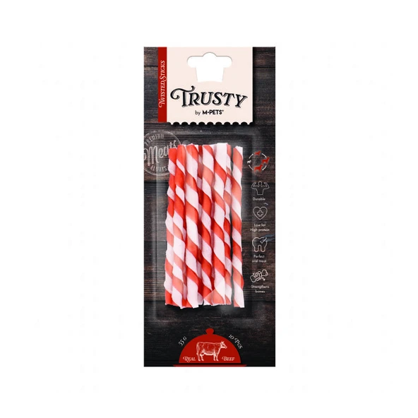 M-Pets Trusty Beef Twisted Biftekli Çubuk 10Lu 55Gr 12,7 Cm ürün görseli 1