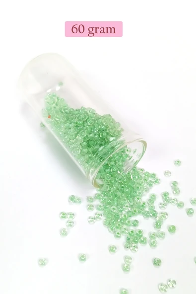 Dökme Cam Kum Boncuk (8/0) 3 mm - 60 Gram - Şeffaf Açık Yeşil - BNC191 ürün görseli 1