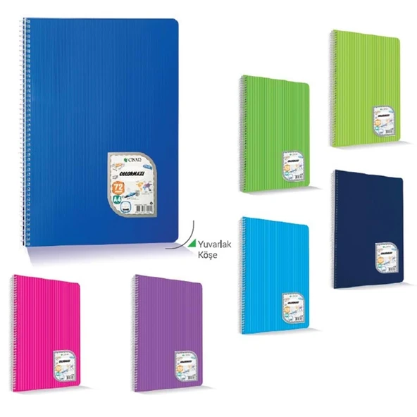 Çınar 72 Yaprak Kareli A4 Defter Spiralli Pp Kapak - 2 adet