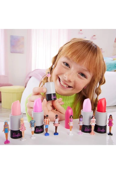 Barbie Mini Barbieland Fashionistas Bebekler, 3,8cm Bebekler Ruj Tüpünde, Sürpriz Açılım HYF19 - 2