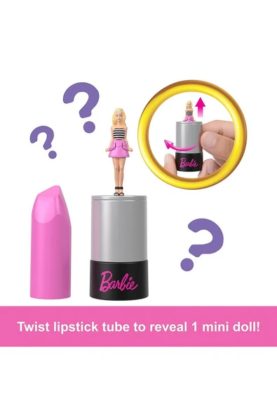 Barbie Mini Barbieland Fashionistas Bebekler, 3,8cm Bebekler Ruj Tüpünde, Sürpriz Açılım HYF19 - 6
