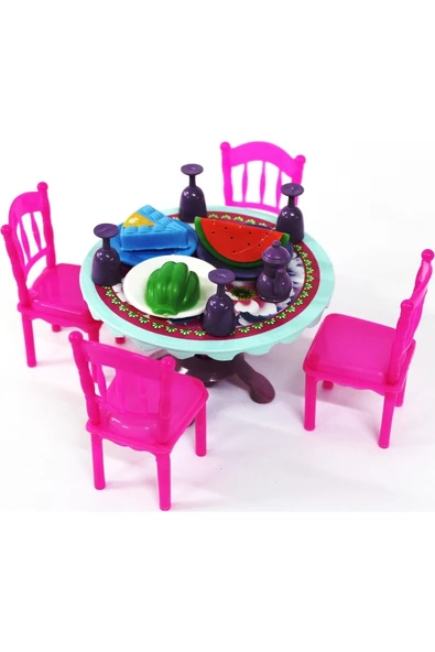 Serra Yemek Masası Sandalye Takımı Pembe Renk 16 Parça Yemek Seti - 3