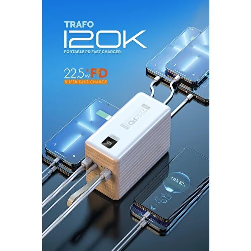 120.000 mAh Dev Kapasiteli Powerbank – 22.5W PD Hızlı Şarj & LED Fenerli - 3