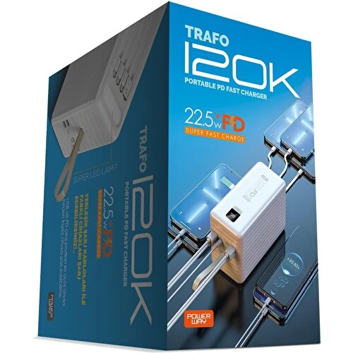 120.000 mAh Dev Kapasiteli Powerbank – 22.5W PD Hızlı Şarj & LED Fenerli - 5