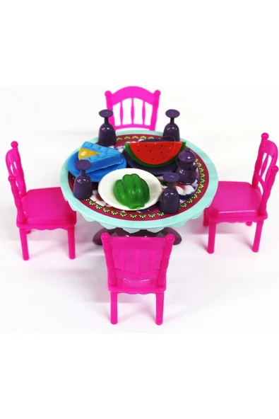 Serra Yemek Masası Sandalye Takımı Pembe Renk 16 Parça Yemek Seti - 2