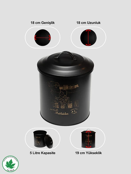 Metal Kapaklı Saklama Kabı Erzak Kabı Organizer Kutu (Anne Kız Lezzetli Mutfaklar Baskılı) - 5