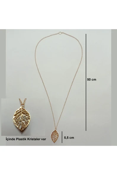Gold Yaprak Görünümlü, Çelik Kolye