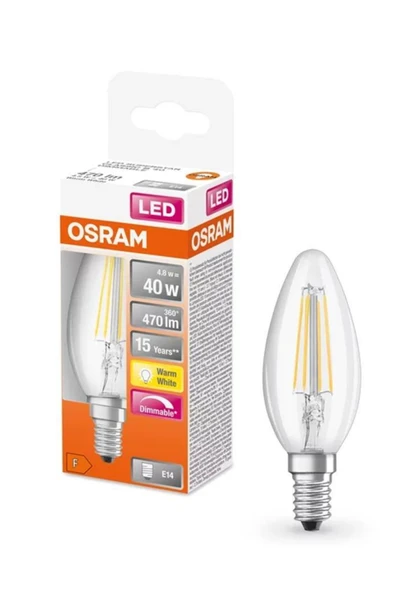 Osram Led Flament 4.8W 2700K 470lm E14 Duy Sarı Işık Dim Edilebilir Ampul - 2