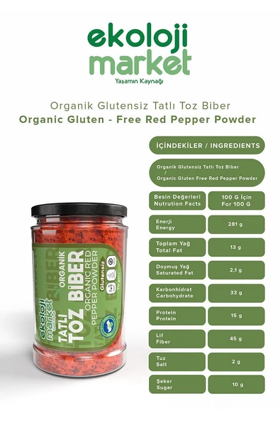 Organik Glutensiz Kavanoz Toz Biber- Tatlı 70 gr - 4
