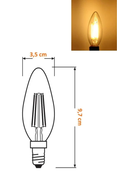 Osram Led Flament 4.8W 2700K 470lm E14 Duy Sarı Işık Dim Edilebilir Ampul - 3