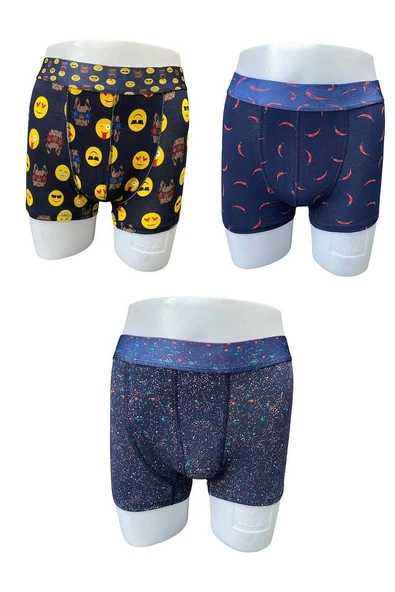 Zenura Erkek Boxer 3'lü Paket - Eğlenceli ve Şık Tasarımlar