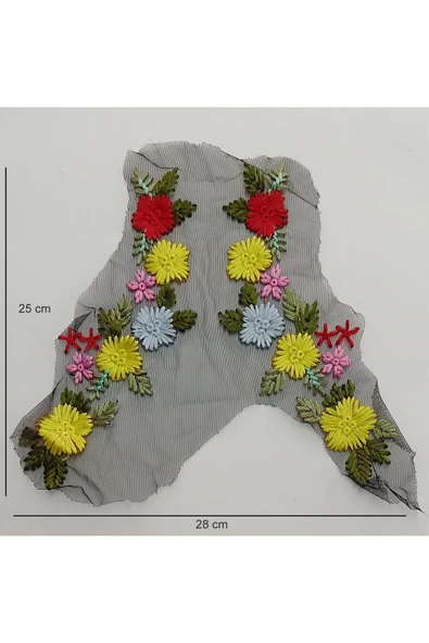6 Adet Sarı Mavi kırmızı Çiçekli Dikme Nakış ürün görseli