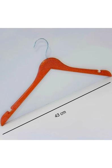 6 Adet Simli, Kehribar Rengi Plastik, Bluz Askısı 43 cm